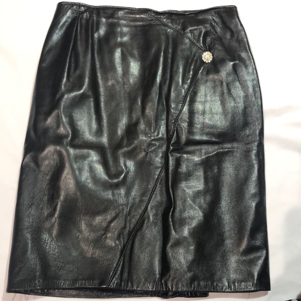 Vintage 100% Genuine Leather jacket skirt set